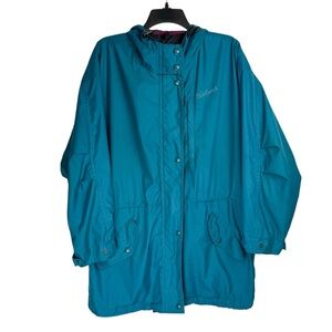 Woolrich Womens Action Teal Blue Jacket Sz Medium Wind Rain Outdoors